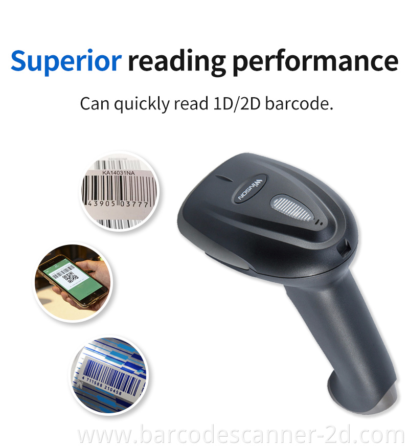 Wireless 1D 2D Barcode Scanner Screen Reader